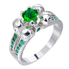 Spectacular Skull Green CZ Ring