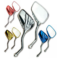 Skeleton Skull Hand Motorcycle Side Mirrors With Bolts - 8mm/10mm