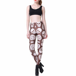 Women's Flowers and Skulls Printed Leggings