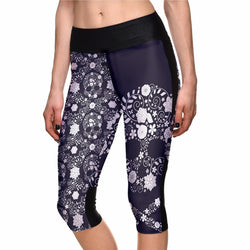 Fashionable Skull Leggings with Side Pocket for Phone