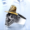Hot Selling Stainless Steel Gold Plated Skull Cool Bikers' Ring