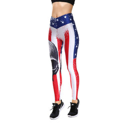 American Flag Skull Women's High Waisted Leggings