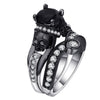 Skull Ring Set Punk Style Fashion Jewelry Charm Black Round Cubic Zirconia evil Skeleton Ring Set For Party