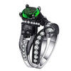 Skull Ring Set Punk Style Fashion Jewelry Charm Black Round Cubic Zirconia evil Skeleton Ring Set For Party