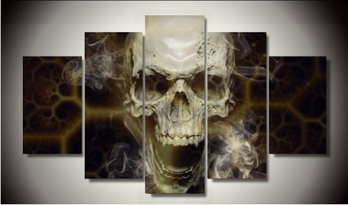 Roaring Skull Abstract Canvas Art