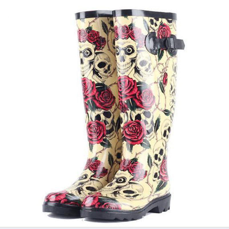 Roses and Skulls Women's Rain Boots
