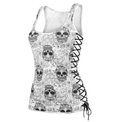 Stunning Skull Sleeveless White Top