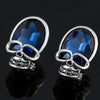 2018 Blue Crystal Rhinestone Skull Earrings