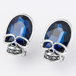 2018 Blue Crystal Rhinestone Skull Earrings