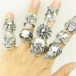 10 Pcs Top-Quality Skull Gothic Rings