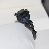 Elegant Black & Blue Diamond Skull Ring