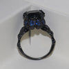 Elegant Black & Blue Diamond Skull Ring