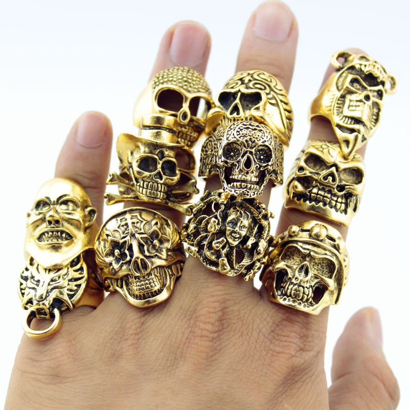 12 Pcs Men's Skull Rings