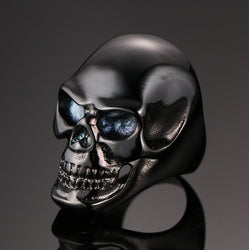 Dark Black Men's Skull Motorcycle Biker Ring