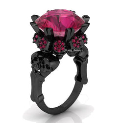 Magnificent Skull Vintage Black Gold Plated Ring