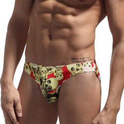 Sexy Men's Swimwear Briefs Skull Printed Swimsuit
