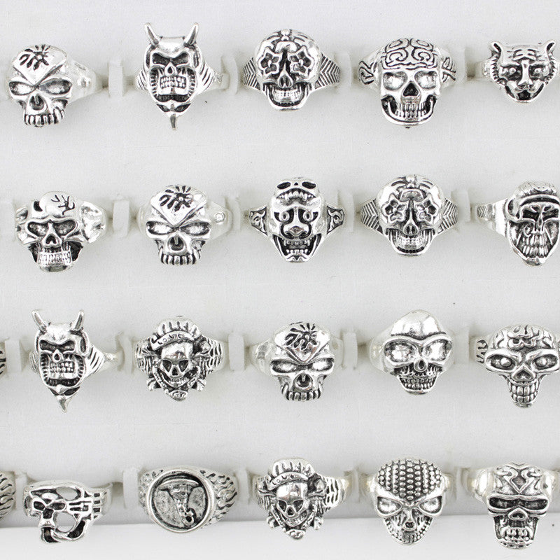 Unique Design Punk Skull Rings 25 Pieces Set
