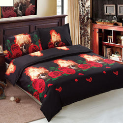 3D Skull Bedding Set 4pcs Comfortable Twin Queen King