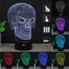 Skull 3D LED Touch Night Light 7 Colors Changing USB