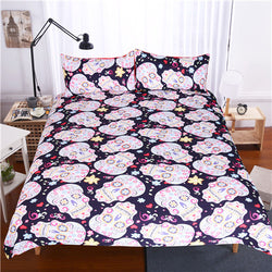 3 Pcs Skull Duvet Cover With Pillowcases Bedding Set Queen King