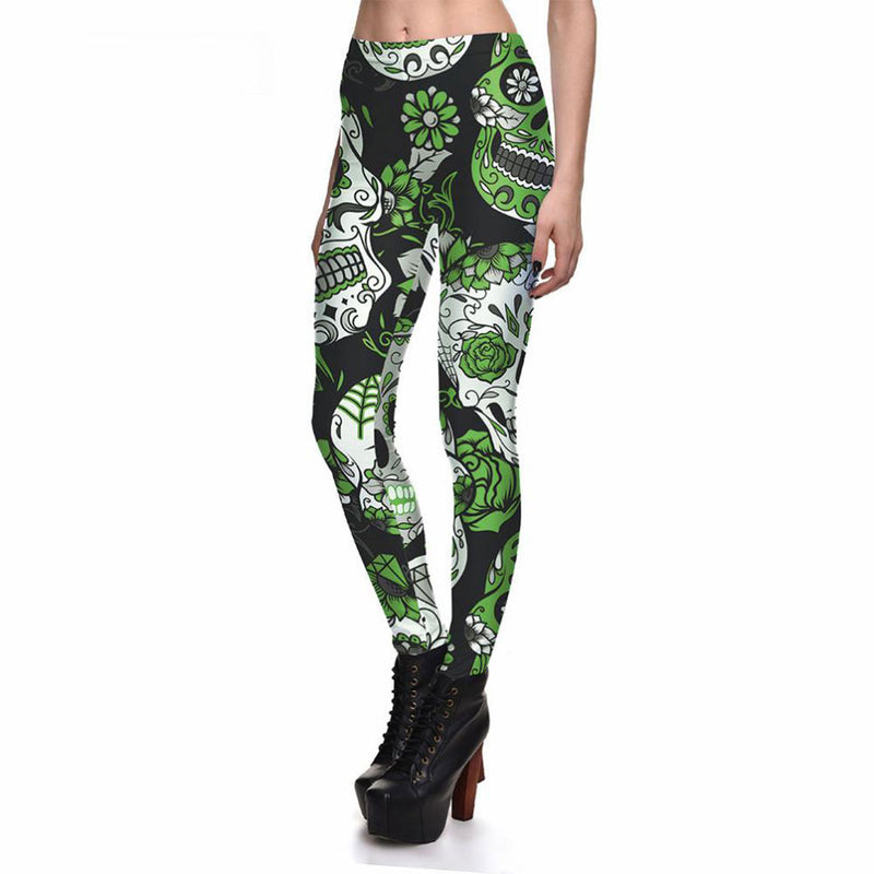 Women's Green Skull Sexy Fashion Leggings