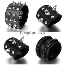 Trendy Gothic Punk Leather Bracelet Wristband