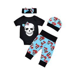 4 Pcs Sweet Skull Baby Clothing Set