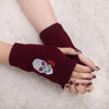 Skull Knitted Fingerless Gloves