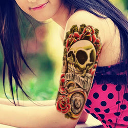 Sexy Skull and Flower Waterproof Large Temporary Tattoo